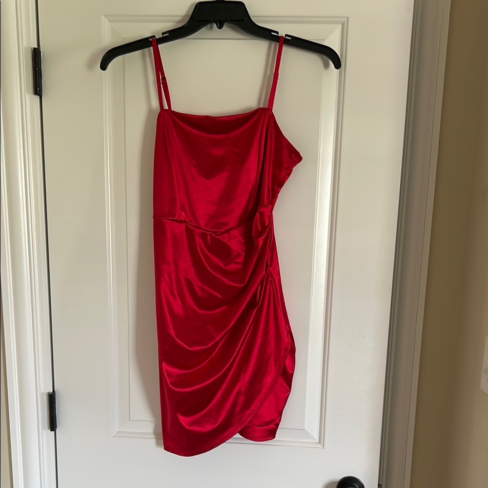 Elegant Red Draped Dress